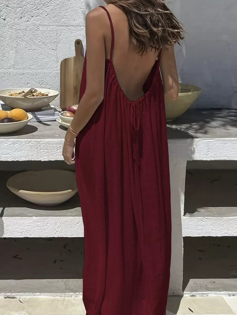 Elegant Open Back Maxi Dress
