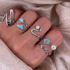 Turtle Pearl Open 925 Sterling Silver Ring | Ocean-Inspired Adjustable Ring