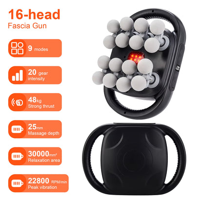 16-Head Fascia Gun High-Frequency Vibration Body Massage Gun Back and Waist Massager Neck Shoulder Massager Muscle Masajeador