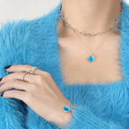 Ocean Drop Pendant 925 Sterling Silver Necklace