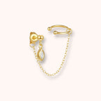 Golden Zircon Chain Earring & Ear Cuff – 925 Sterling Silver