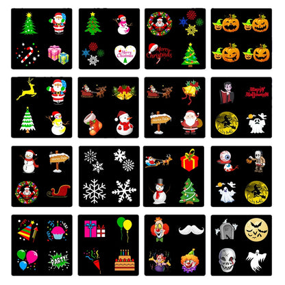 Upgrade Christmas Halloween Projector Lights, Waterproof Moving Patterns Landscape Lights with 16Pcs Slide Patterns Bright Effects for Xmas Halloween Party Garden Decoration