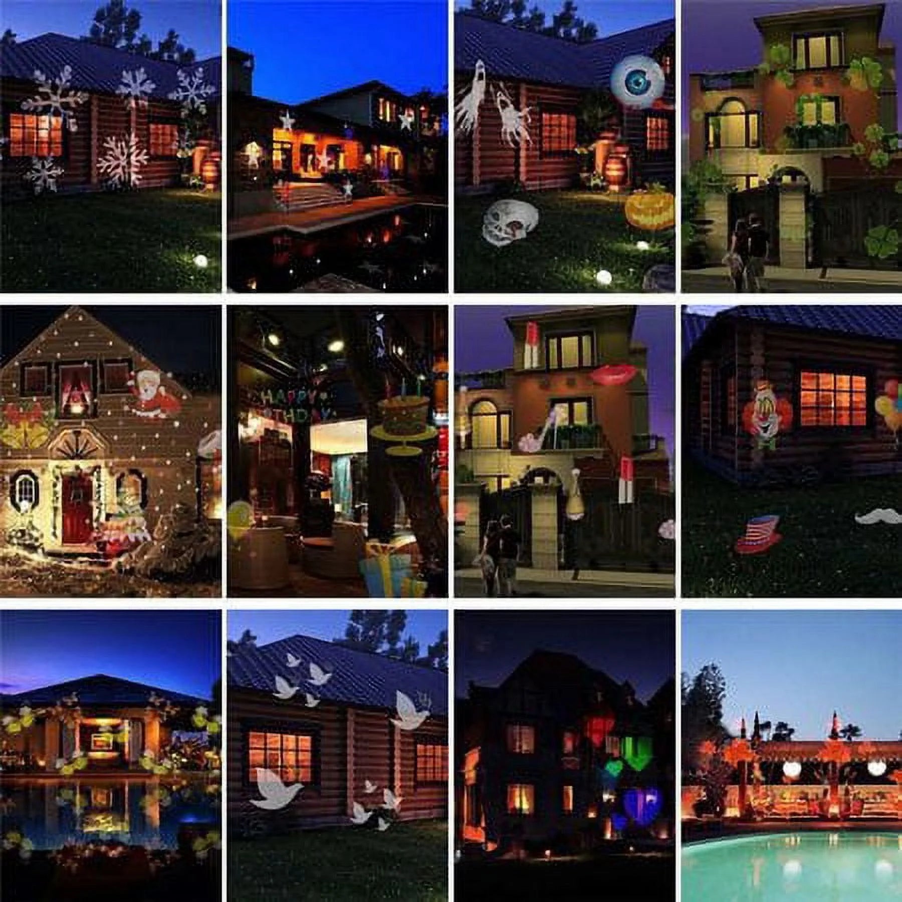 Upgrade Christmas Halloween Projector Lights, Waterproof Moving Patterns Landscape Lights with 16Pcs Slide Patterns Bright Effects for Xmas Halloween Party Garden Decoration