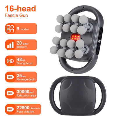 16-Head Fascia Gun High-Frequency Vibration Body Massage Gun Back and Waist Massager Neck Shoulder Massager Muscle Masajeador
