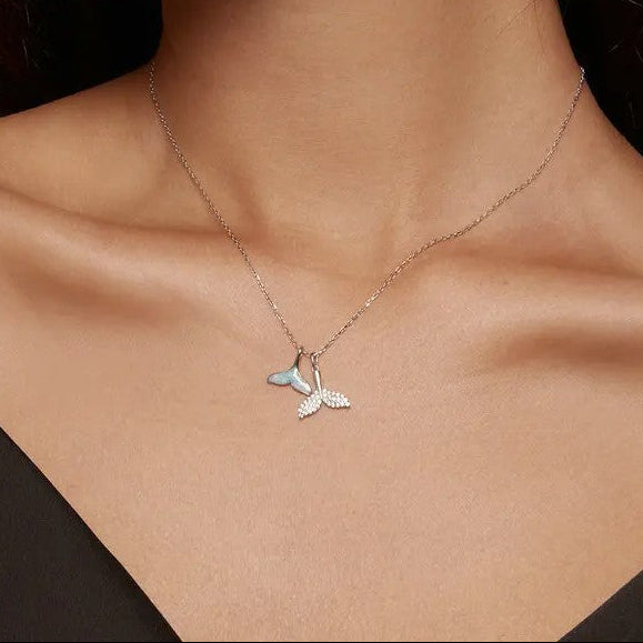 Mermaid Tail Necklace – 925 Sterling Silver Blue Ocean Pendant