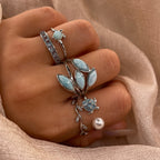Turtle Pearl Open 925 Sterling Silver Ring | Ocean-Inspired Adjustable Ring