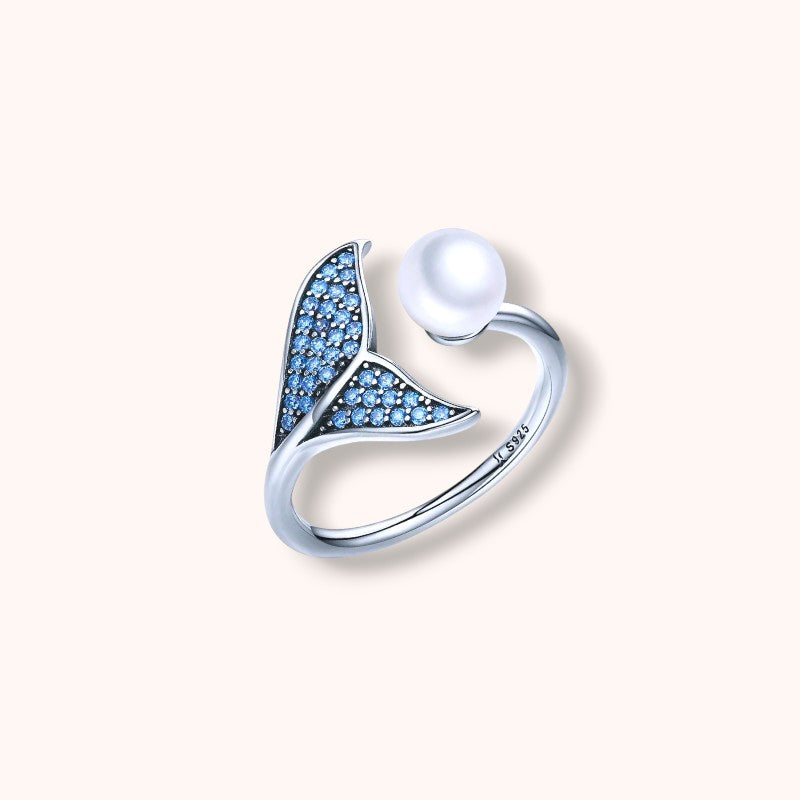 Whale Tail Pearl 925 Sterling Silver Ring