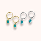 Aqua Drop Huggie Earrings 925 Sterling Silver