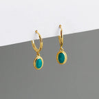 Aqua Drop Huggie Earrings 925 Sterling Silver