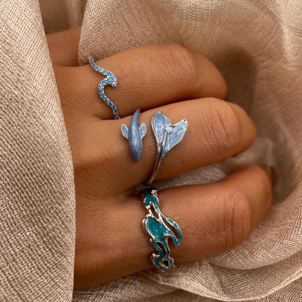 Blue Whale Adjustable 925 Sterling Silver Ring