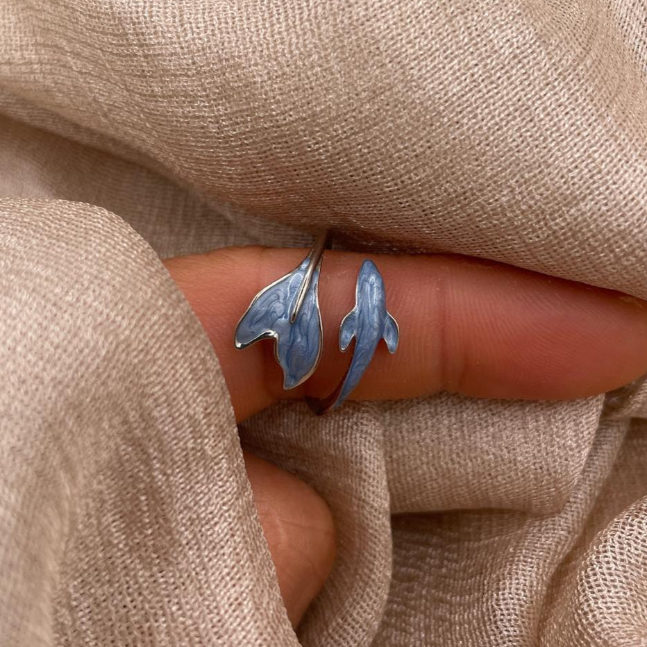 Blue Whale Adjustable 925 Sterling Silver Ring
