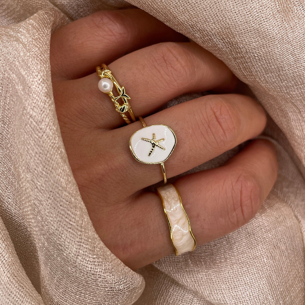 White Sand Starfish 925 Sterling Silver Ring