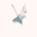Blue Whale Tail Pearl 925 Sterling Silver Necklace
