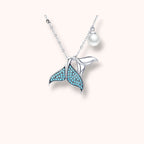 Blue Whale Tail Pearl 925 Sterling Silver Necklace