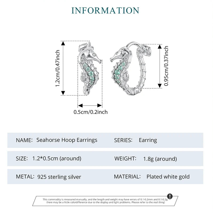 Seahorse Hoop 925 Sterling Silver Earrings