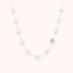 Stellar Pearl Line Necklace – 925 Sterling Silver