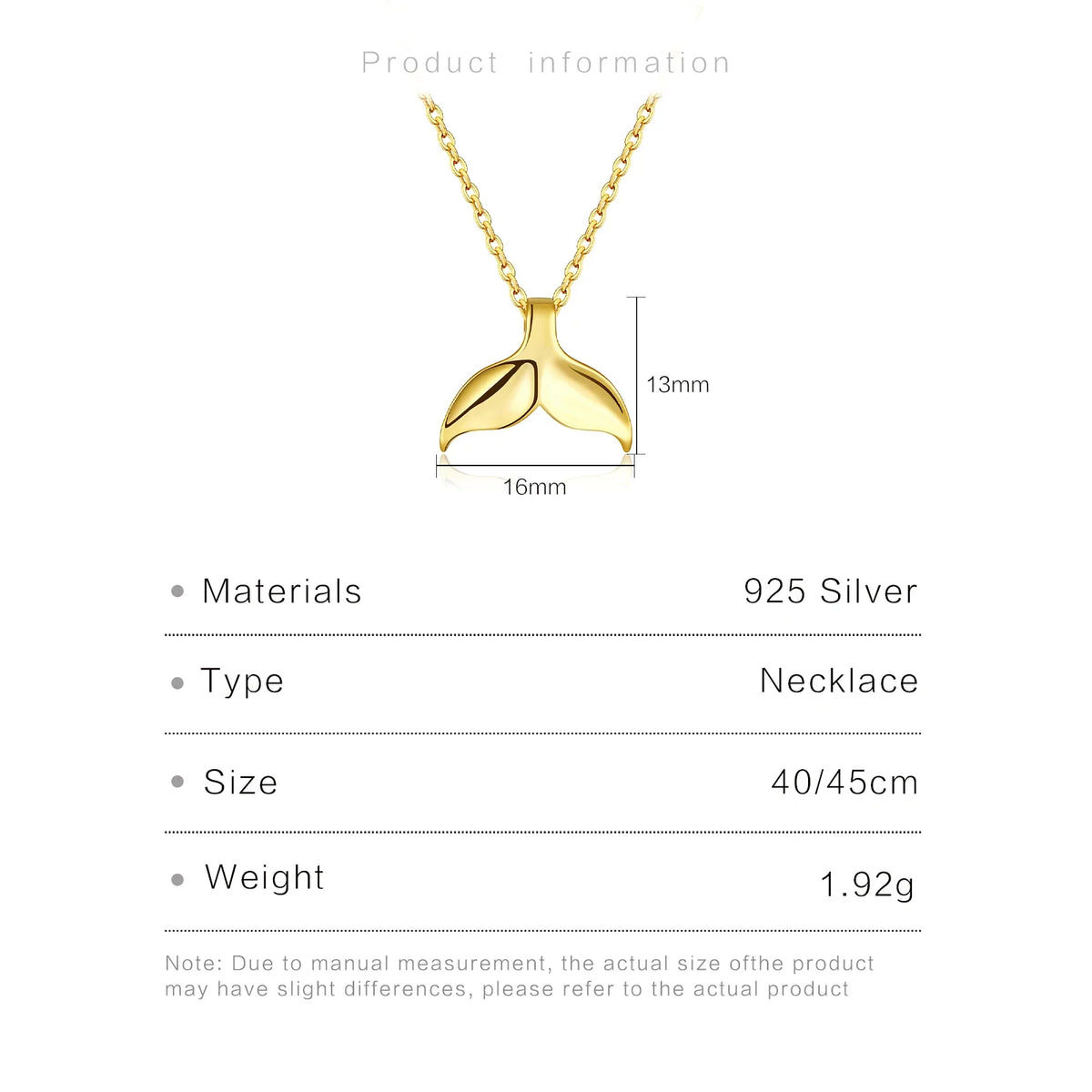 Whale Tail 925 Sterling Silver Necklace