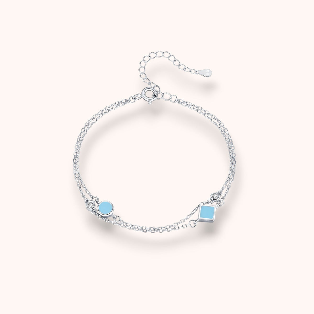 Aqua Link Bracelet | 925 Sterling Silver Adjustable Bracelet