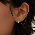 Golden Zircon Chain Earring & Ear Cuff – 925 Sterling Silver