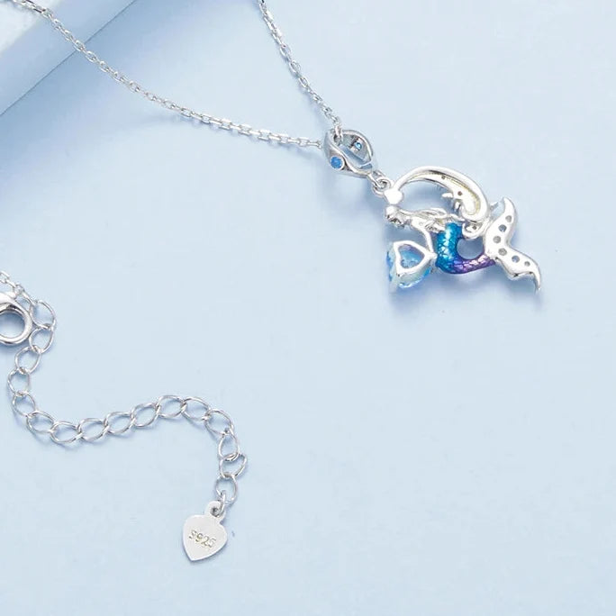 Mermaid Necklace – 925 Sterling Silver Ocean Blue Pendant