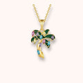 Colorful Palm Tree 925 Sterling Silver Necklace
