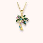 Colorful Palm Tree 925 Sterling Silver Necklace