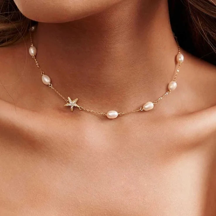 Stellar Pearl Line Necklace – 925 Sterling Silver