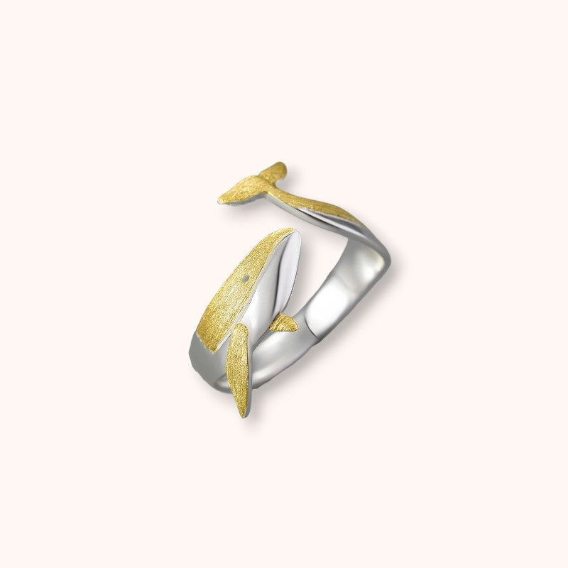 Golden Whale 925 Sterling Silver Ring