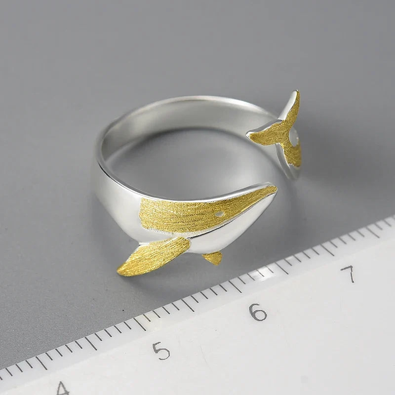 Golden Whale 925 Sterling Silver Ring