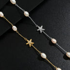 Stellar Pearl Line Necklace – 925 Sterling Silver