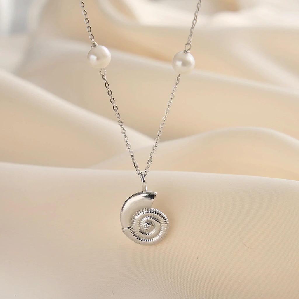 Sea Shell Freshwater Pearl Necklace – 925 Sterling Silver