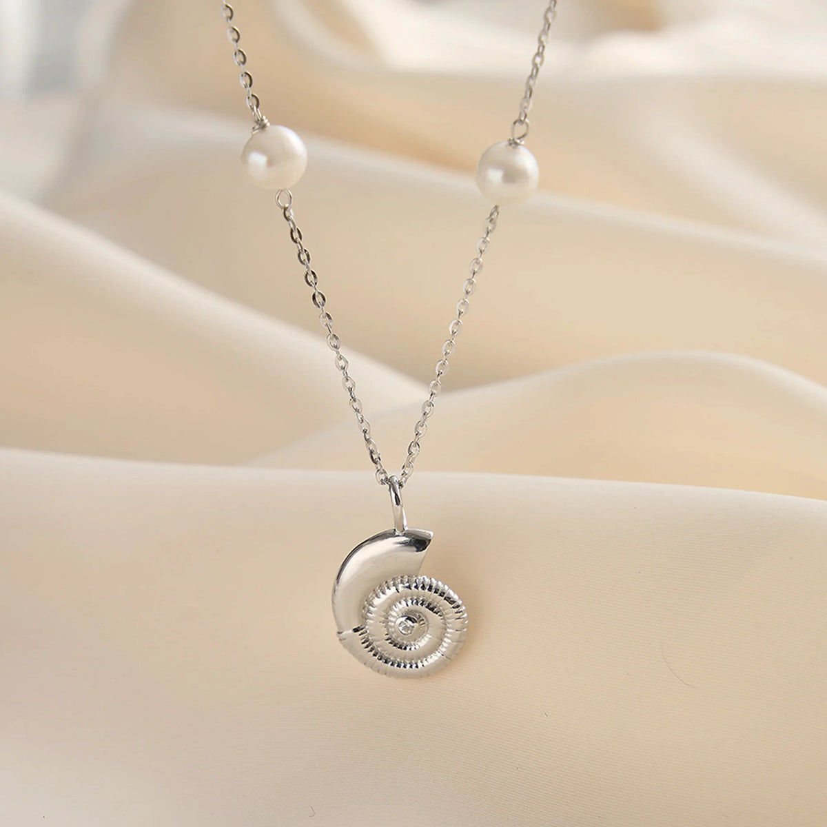 Sea Shell Freshwater Pearl Necklace – 925 Sterling Silver