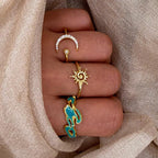 Moon & Star 925 Sterling Silver Ring