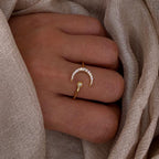 Moon & Star 925 Sterling Silver Ring