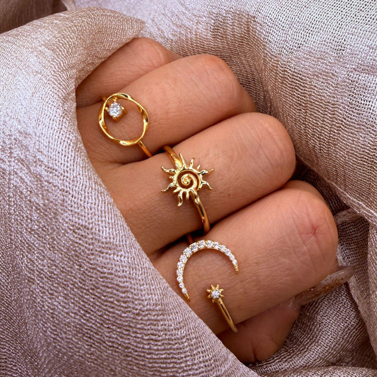 Sunburst Adjustable 925 Sterling Silver Ring