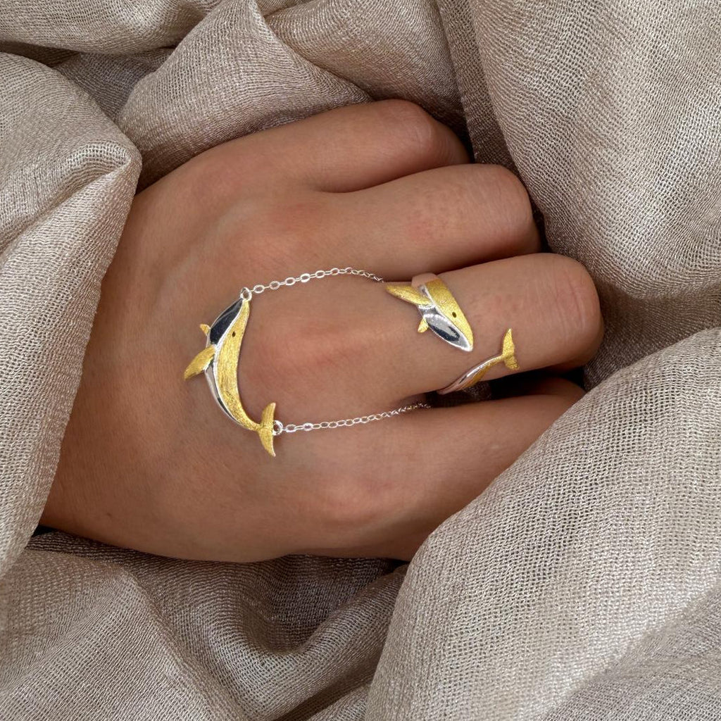 Golden Whale 925 Sterling Silver Ring