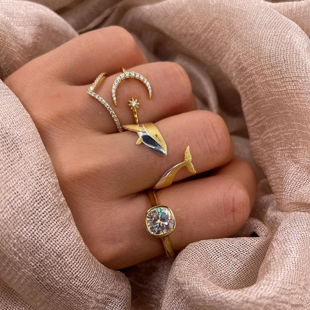 Golden Whale 925 Sterling Silver Ring