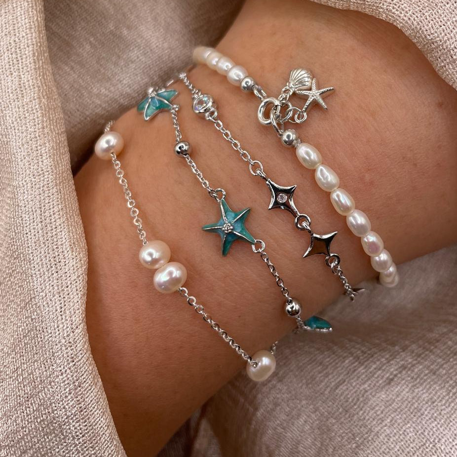 Blue Starfish 925 Sterling Silver Bracelet