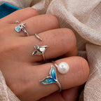 Manta Ray Open 925 Sterling Silver Ring Minimal Ocean Adjustable Ring