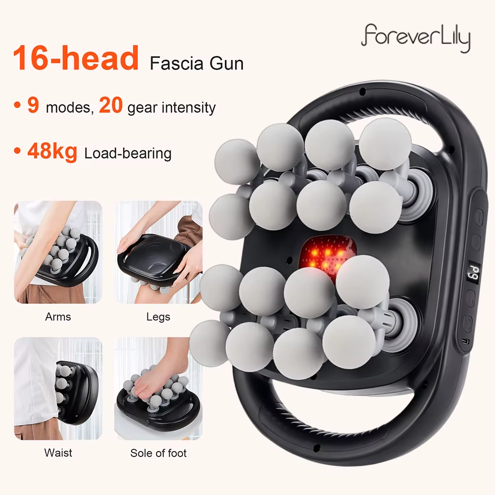 16-Head Fascia Gun High-Frequency Vibration Body Massage Gun Back and Waist Massager Neck Shoulder Massager Muscle Masajeador