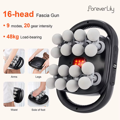 16-Head Fascia Gun High-Frequency Vibration Body Massage Gun Back and Waist Massager Neck Shoulder Massager Muscle Masajeador