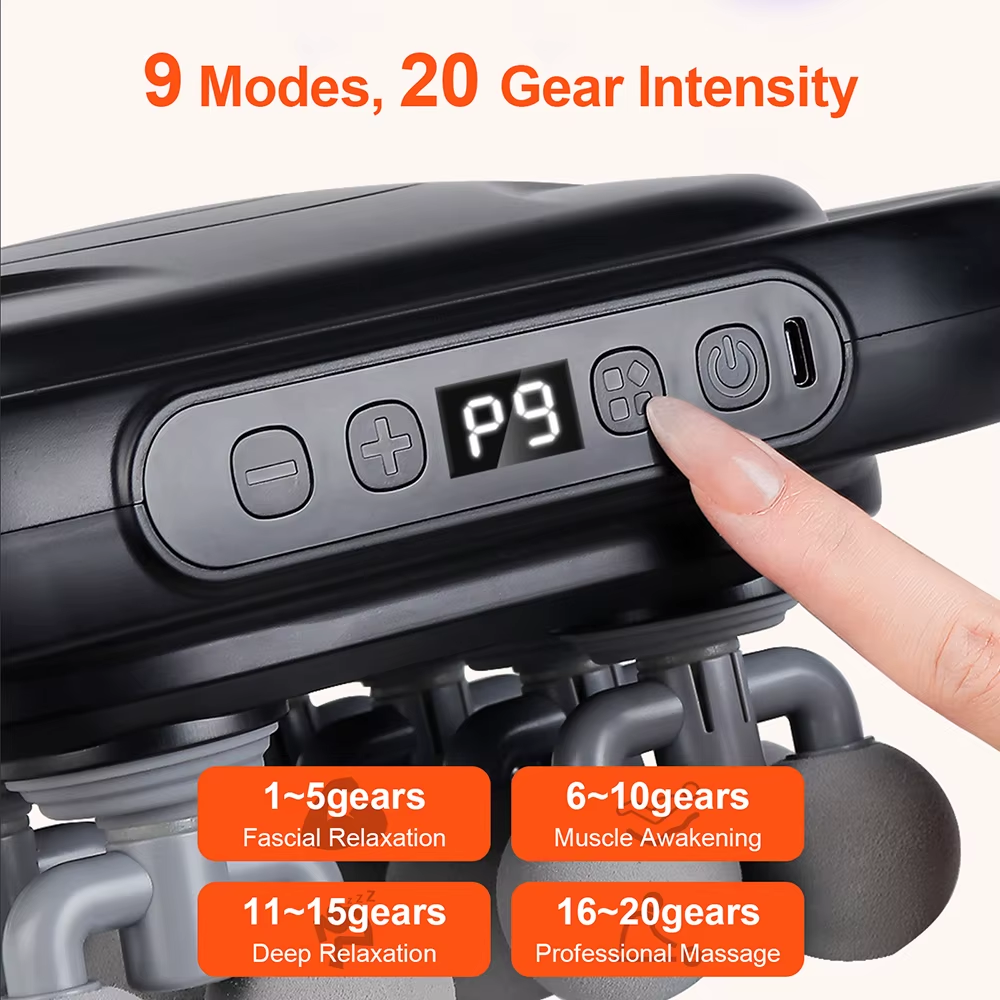 16-Head Fascia Gun High-Frequency Vibration Body Massage Gun Back and Waist Massager Neck Shoulder Massager Muscle Masajeador