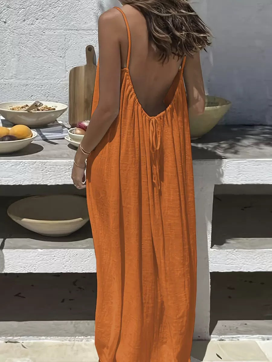 Elegant Open Back Maxi Dress