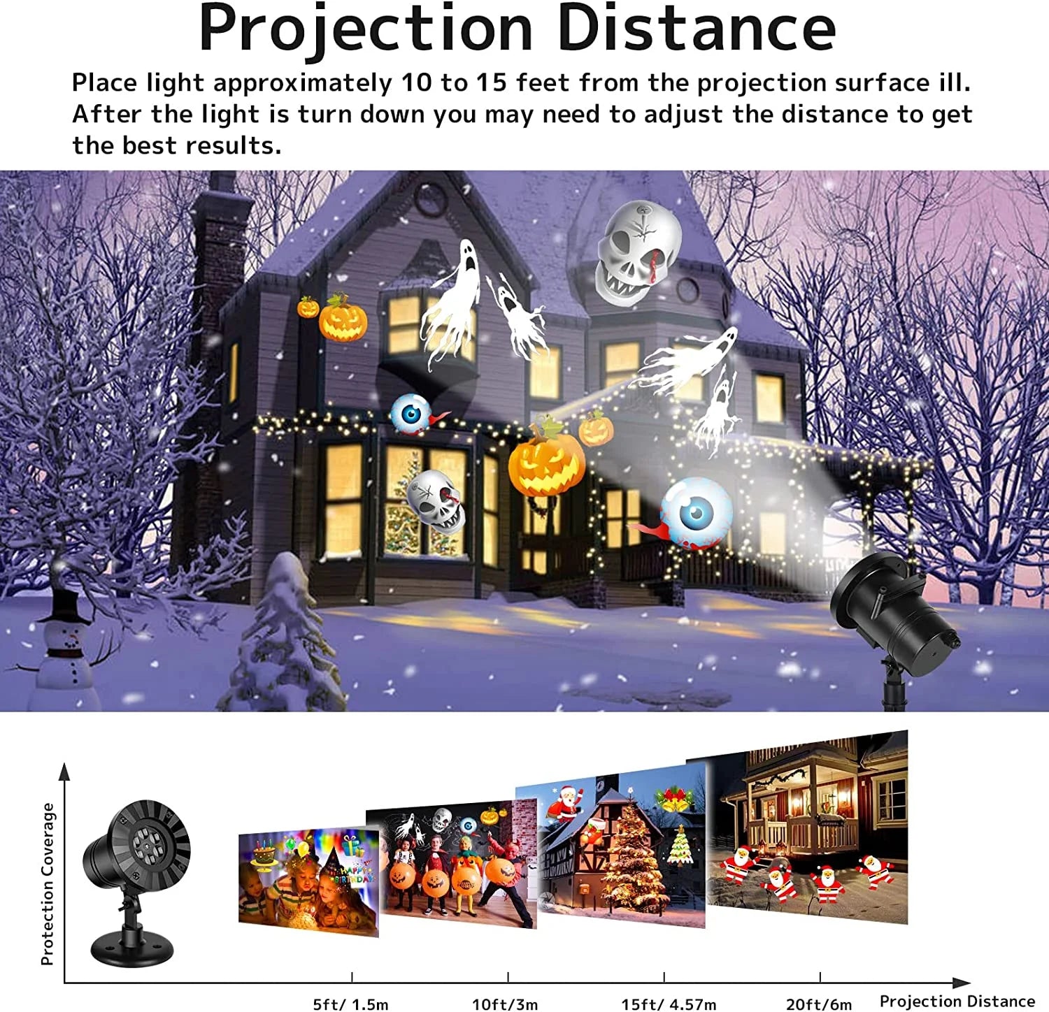 Upgrade Christmas Halloween Projector Lights, Waterproof Moving Patterns Landscape Lights with 16Pcs Slide Patterns Bright Effects for Xmas Halloween Party Garden Decoration